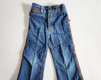 Vintage DiJon Apparel Inc. Side Striped Jeans --- Retro Children's Denim Clothing Classic Cool Kid Pants --- 1970s Style Casual Blue Jeans