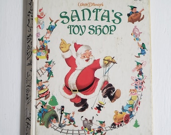 Magasin de jouets du père Noël Walt Disney par Al Dempster --- petit livre d'or de Noël pour enfants classique vintage des années 1950 --- décoration de maison de vacances rétro