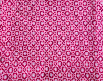 Vintage Bright Pink Bubble Circles Fabric -- Retro 1960s 1970s Groovy Mod Barbie Girl Textile Crafting Supplies Sewing DIY Clothing Designer