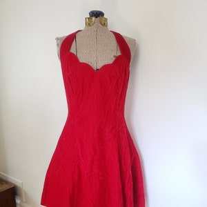 Vintage Steppin' Out Red Velvet Sweetheart Halter Party Dress --- Retro 1980s 1990s Valentine Mini Skirt Sexy Clothing Junior Prom Dress