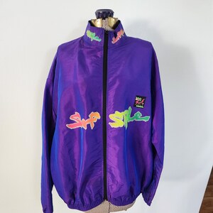Vintage Surf Style Iridescent Purple Windbreaker --- Retro 1980s