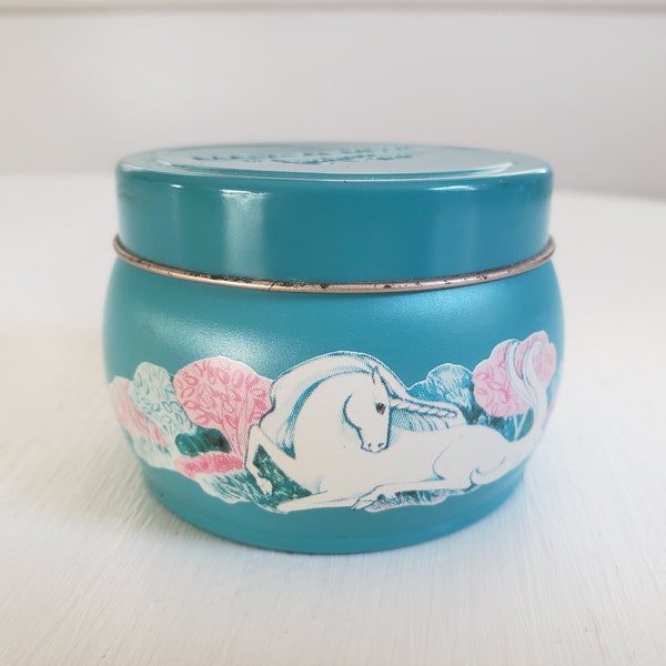 Vintage Magical Musk by Toujours Moi Candle Unicorn Tin --- Retro 1980s Max Factor Fantasy Fairy Tale Princess Home Decor 80s Magical Girls