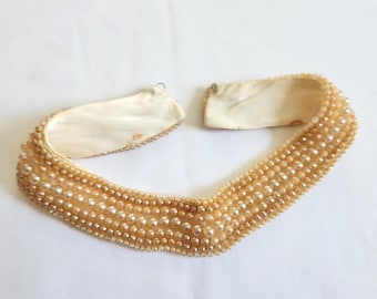 Vintage Faux Pearl and Silver Beaded Collar Necklace - Etsy