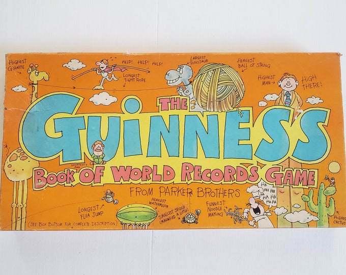 Vintage The Guinness Book of World Records Game --- Retro 1970s 1980s Parker Brothers Board Game -- Kooky Fun Silly Family Game Night Toys