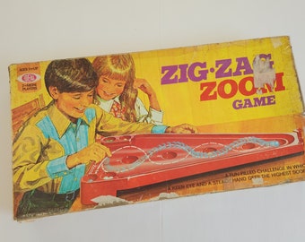 Vintage Zig-Zag Zoom Game --- Retro 1970s Ideal Toy Board Game --- Groovy Marble Skill Tabletop Games 70s Toy Collector Gifts for Kids