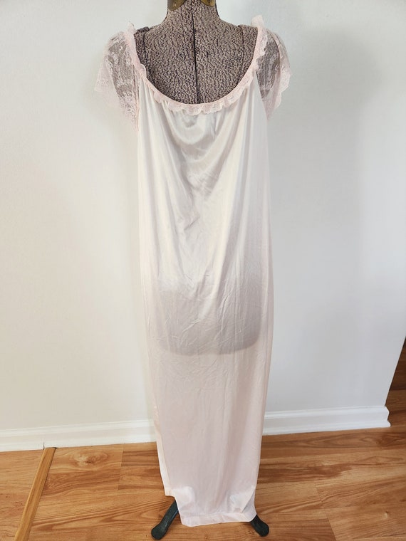 Vintage Light Pink with Lace Pastel Night Dress -… - image 4