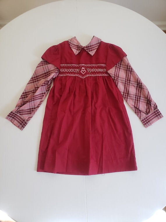 Vintage Princess Anne Hand Smocked Plaid Little Gi