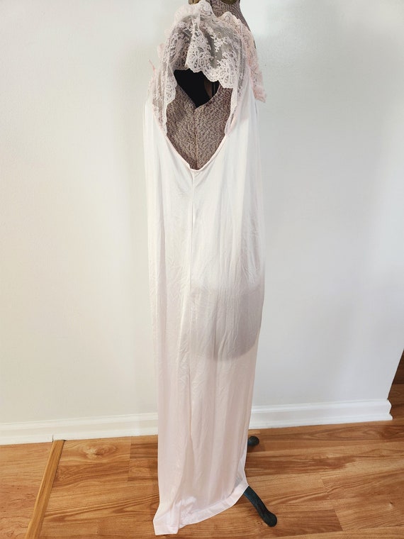 Vintage Light Pink with Lace Pastel Night Dress -… - image 3