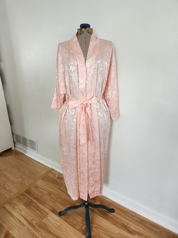 Robe de chambre vintage Jayre California rose peche clair tisse a motifs floraux de style kimono pyjama de detente pour femmes couleurs pastel retro Etsy France