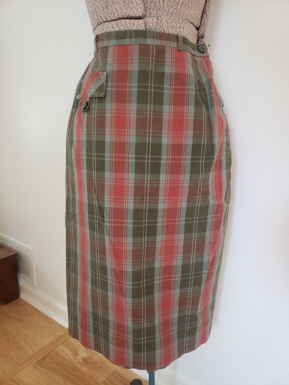 Vintage Dark Colors Tartan Plaid Skirt Retro Classic Style Petite