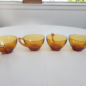 Vintage Amber Brown Glass Snack & Drink Serving Set - Set of Six Pieces - Retro Colored Glassware Groovy Servingware Plates and Tea Cups image 3