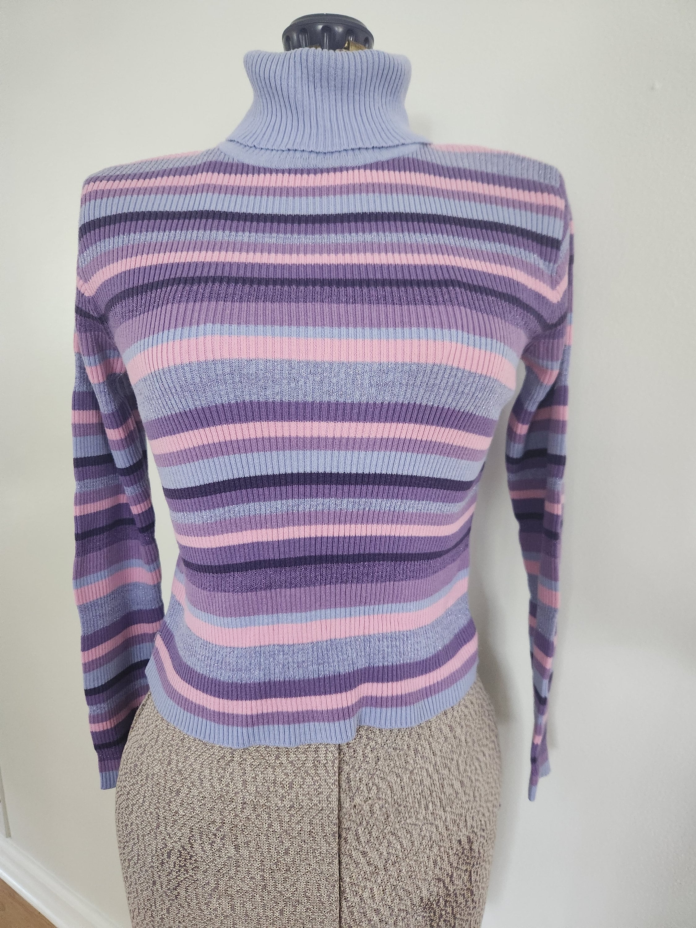 Purple striped turtleneck sale