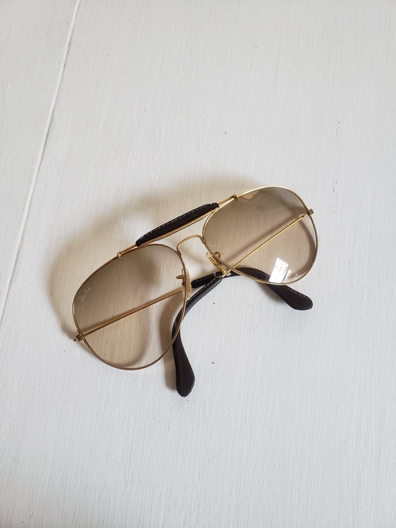 Vintage Ray-ban Brown & Gold Lightly Tinted Aviator Sunglasses - Etsy
