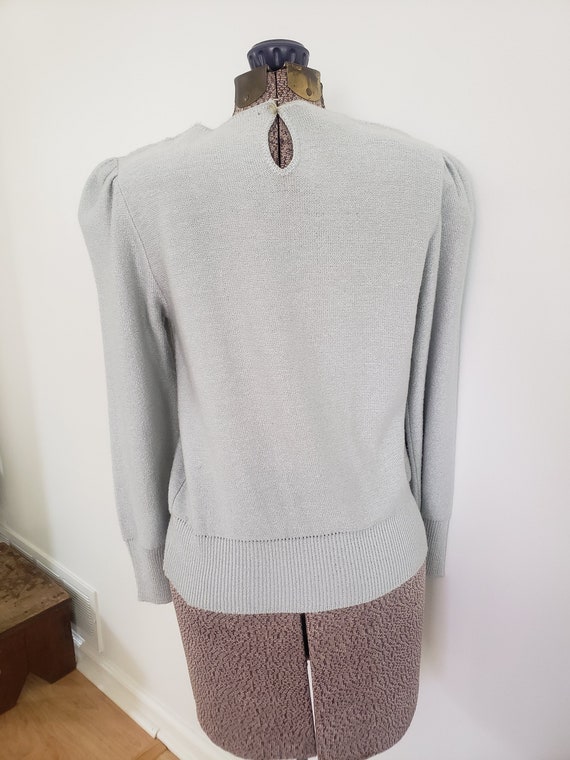 Vintage Vivanti Light Blue Gray Knit Chest Sweate… - image 5