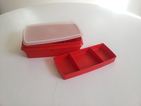 Vintage Tuppercraft Tupperware Red Compartment Container With Tray