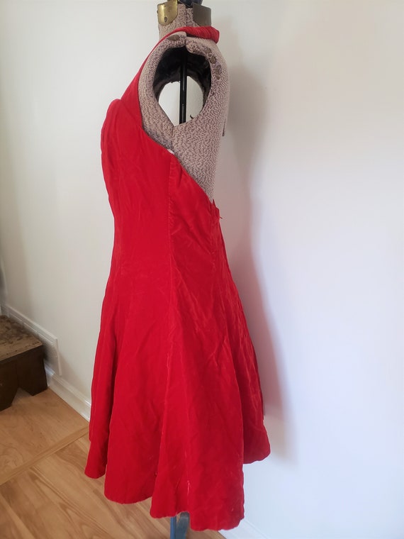 Vintage Steppin' Out Red Velvet Sweetheart Halter… - image 4