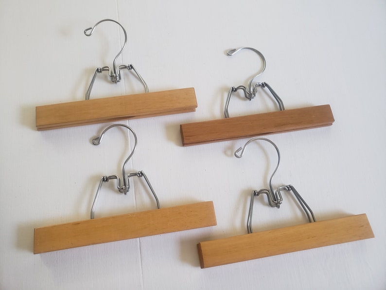 Vintage Wooded Skirt & Pants Clamp Clothing Hangers Set of Etsy