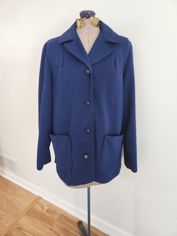 Vintage Dutchmaid Navy Blue Jacket Style Shirt --- Retro 1950s 1960s Style Classic Timeless Sailor Women's Clothing --- Darling Coat Blouse
