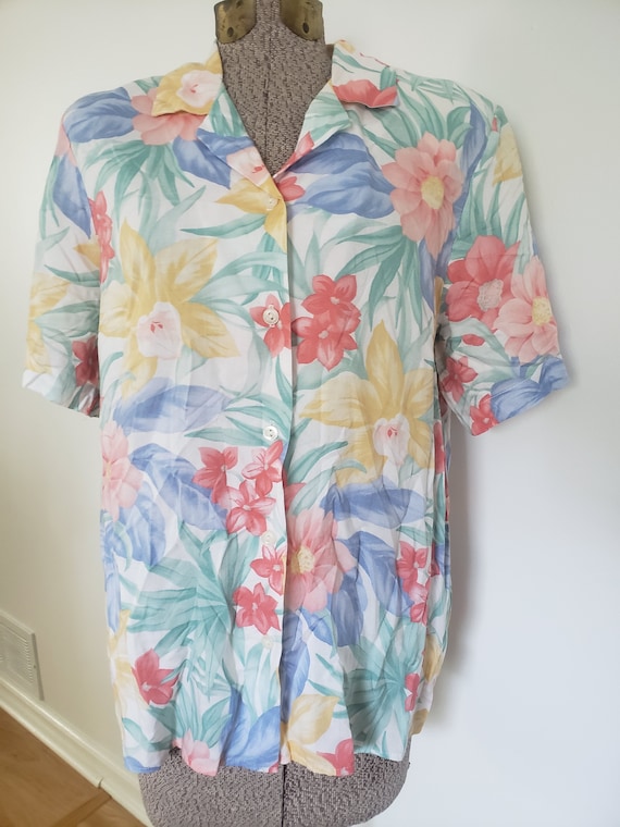 Vintage Alfred Dunner Colorful Hawaiian Floral Sh… - image 2
