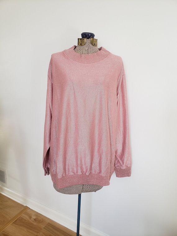 Vintage Lady Blair Pink & Metallic Silver Sweater 