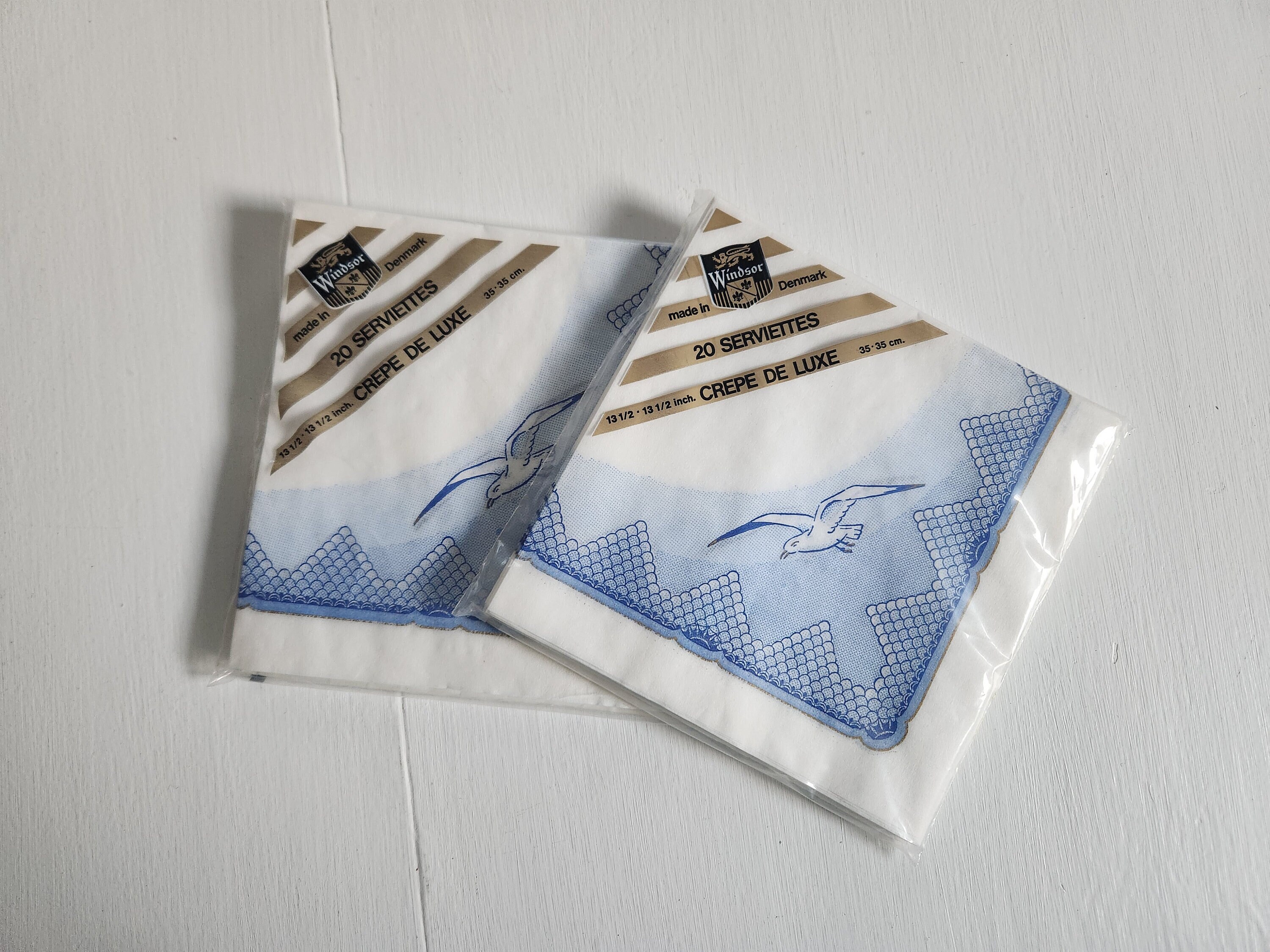 Vintage Windsor Seagull Serviettes Paper Napkins Two Packs or 20 Retro Bing Grundahl Denmark Matching Pattern Beach Party