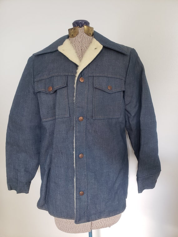 Vintage Denim & Faux Sherpa Fleece Lined Jacket -… - image 2