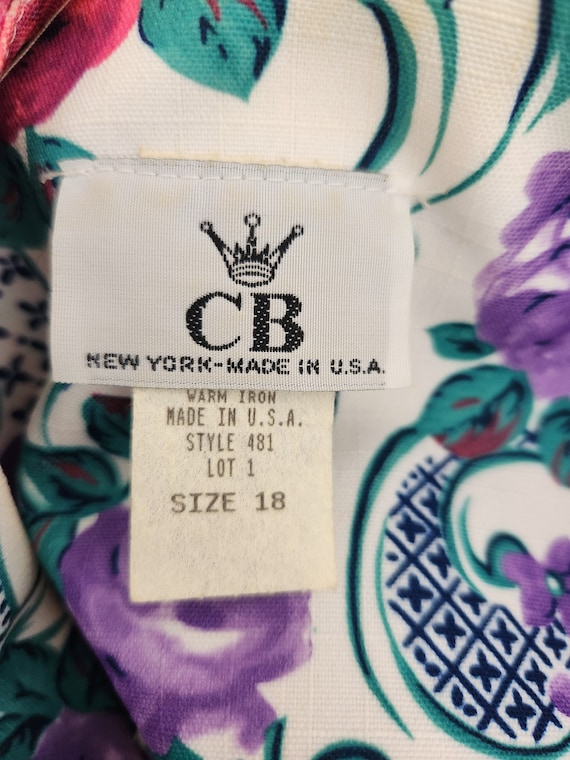 Vintage CB New York Purple & Pink Floral Tailored… - image 2