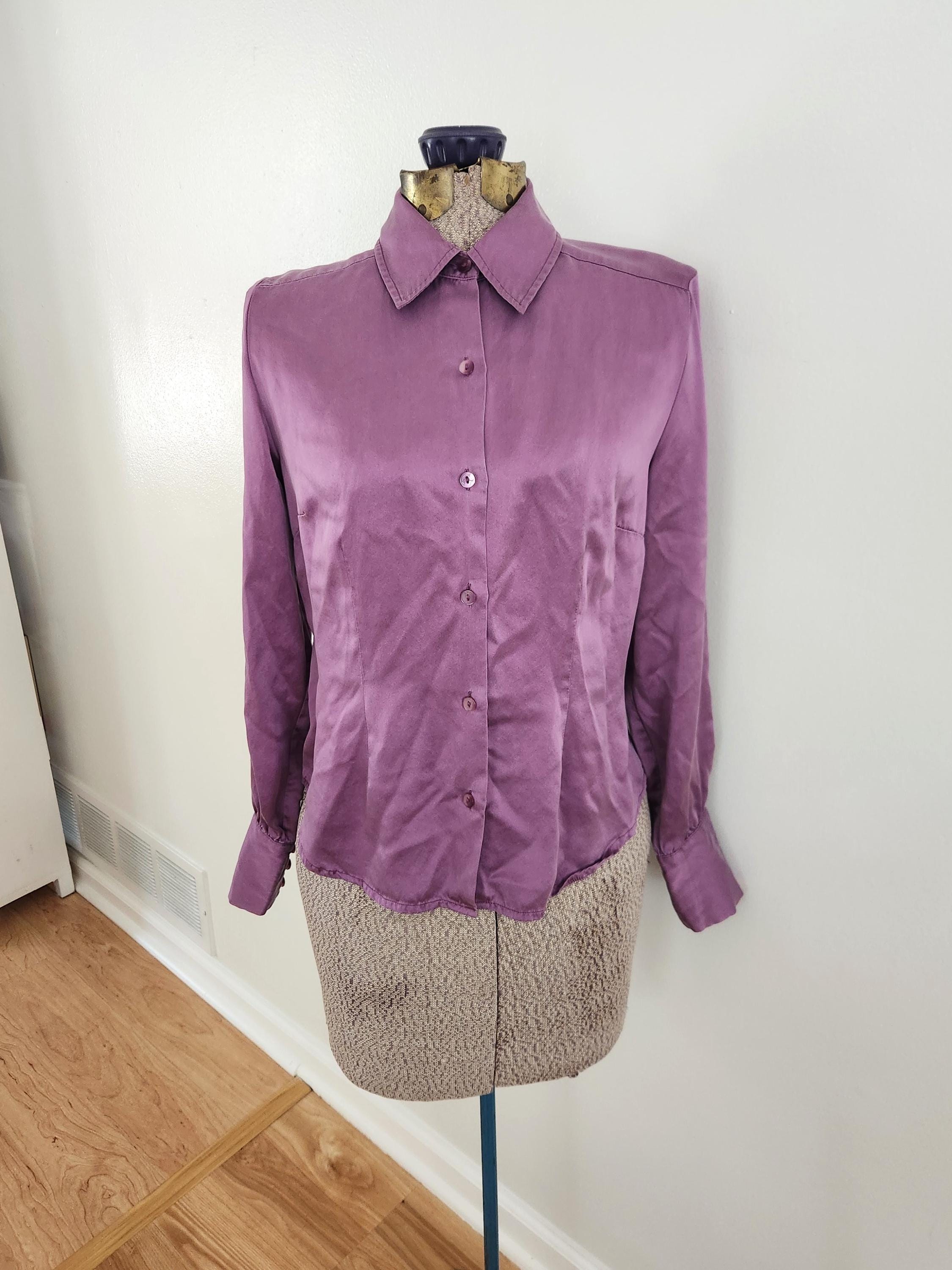 open lace back dress Men's Long Sleeve 100% Silk Shirt (Purple) S,M,L,XL main image 1