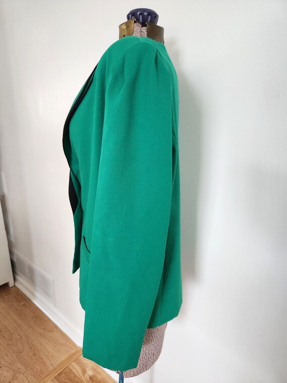 Vintage Sherbet Green with Black Trim Blazer Suit… - image 7