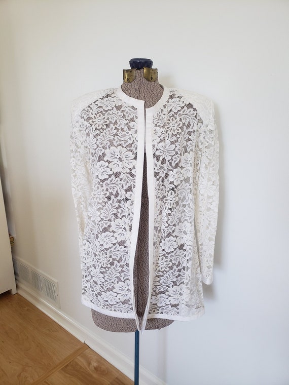Vintage Floral Lace Open Front Cardigan --- Retro Elegant Spring 