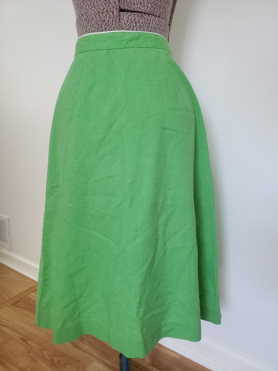 Vintage Green Long Button Down Skirt with Pockets… - image 4