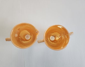 Vintage Fire-king Oven Ware Orange Lustreware Sugar Bowl