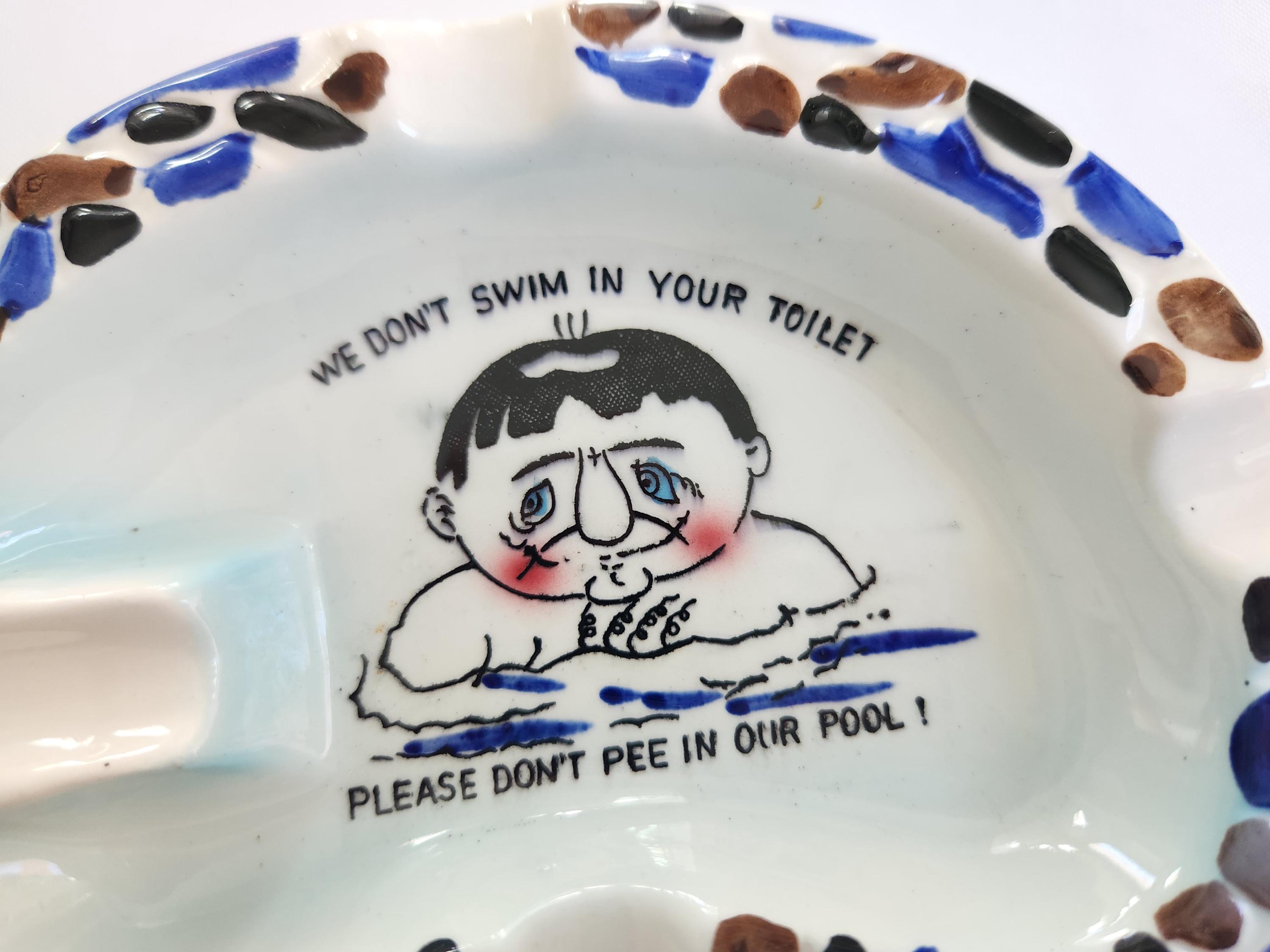 Vintage Kenmar Swimming Pool Ceramic Novelty Ashtray - Don't
