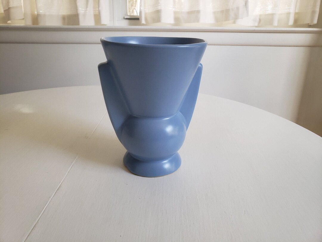 Vintage Blue Ceramic Art Deco Style Ceramic Vase Retro Etsy