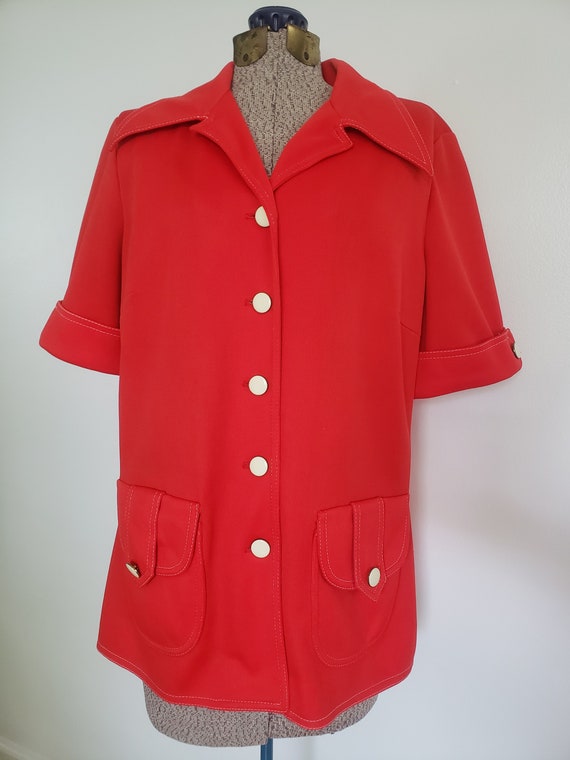 Vintage Butte Knit Cherry Red Suit Jacket Style B… - image 2