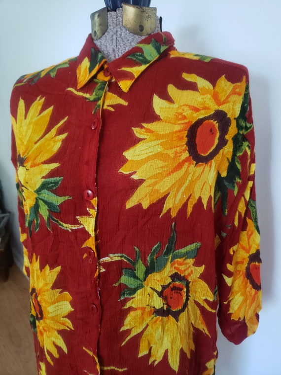 Vintage Point One Classics Sunflower Shirt --- Re… - image 3