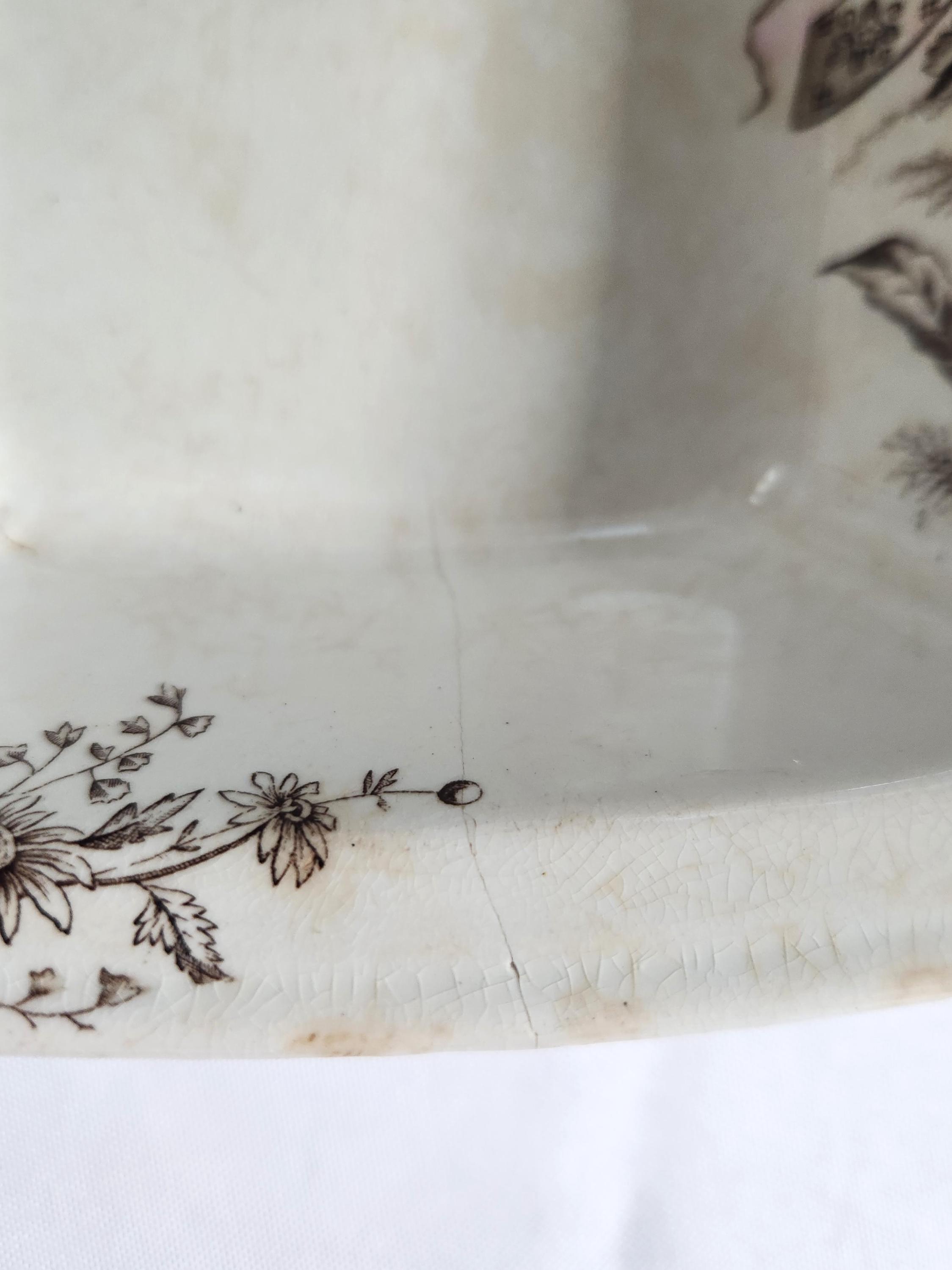 Antique T. Furnival & Sons Spray Pattern Brown Floral Transferware