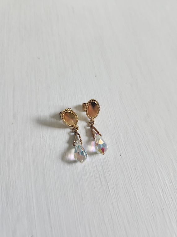 Vintage Fairy Tale Faux Crystal Bead Dangle Earrin