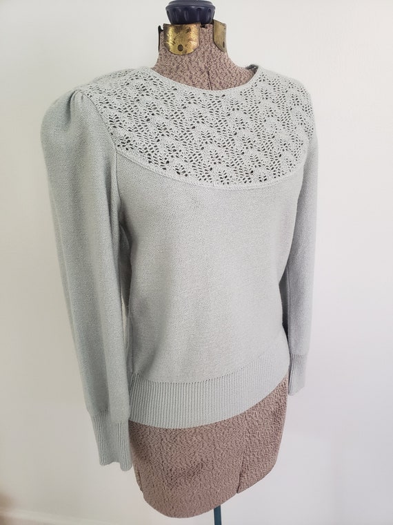 Vintage Vivanti Light Blue Gray Knit Chest Sweate… - image 7