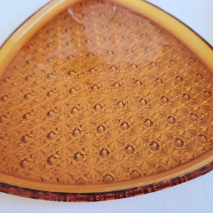 Vintage Amber Brown Glass Snack & Drink Serving Set - Set of Six Pieces - Retro Colored Glassware Groovy Servingware Plates and Tea Cups image 10