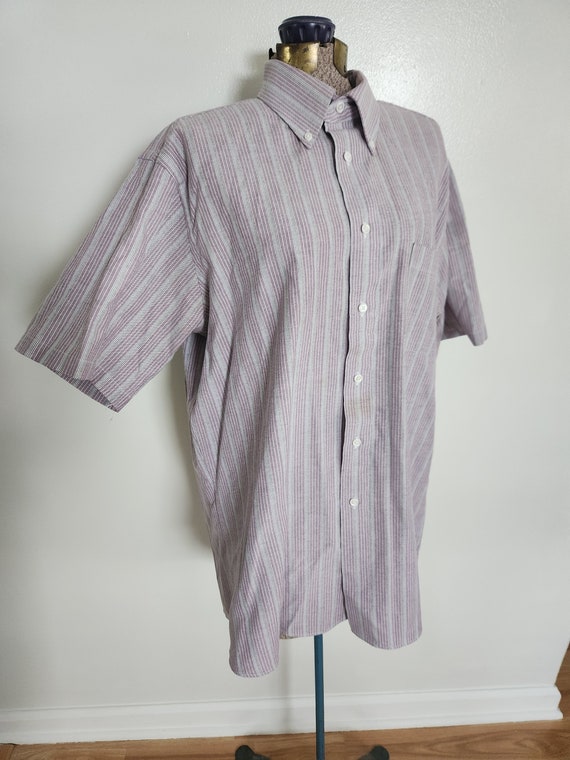 Vintage Stafford Purple Striped Oxford Button Dow… - image 8