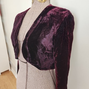 Vintage Jump Apparel Co. Plum Red Wine Velvet Crop Bolero Style Jacket ...