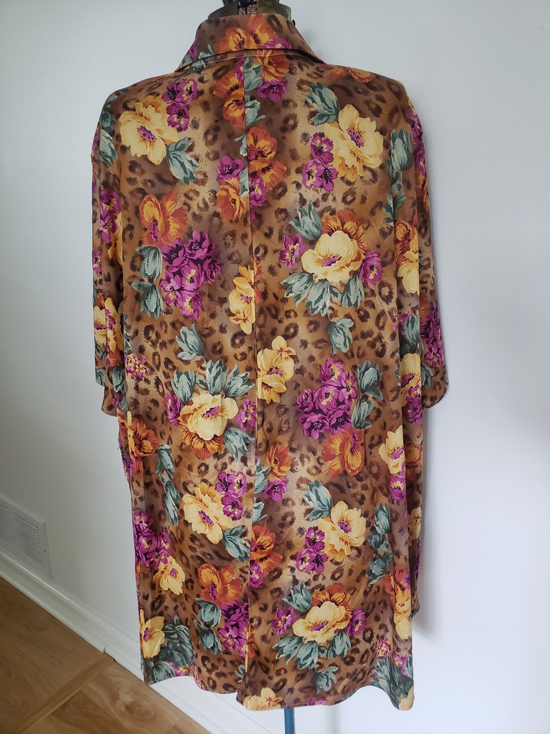 Groovy 70/'s Summer Retro 1970/'s Nightie Pajamas Comfortable Clothing - - Vintage Roaman/'s Floral /& Leopard Print Muumuu Cover Up Dress