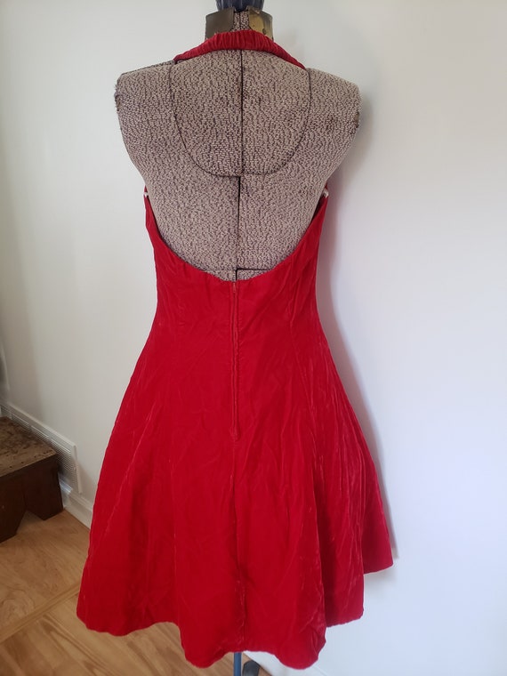 Vintage Steppin' Out Red Velvet Sweetheart Halter… - image 5