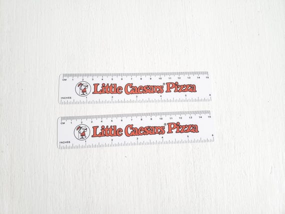 Vintage Little Caesars Pizza Plastic Rulers - Set of Two - Retro Chain Restaurant American Foodie Advertising Supplies --- 1970s 1980s Fun