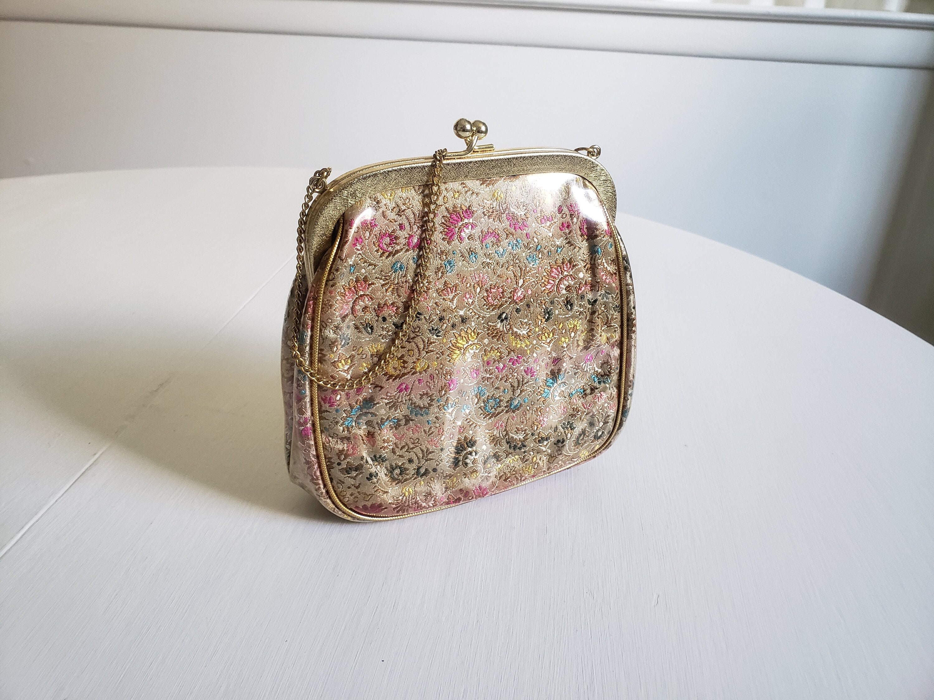 Vintage Handbag Tapestry Julius Resnick Miami JR Purse Floral 