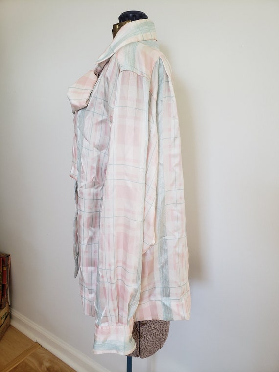 Vintage Evan-Picone Pastel Pink Plaid Blouse with… - image 4