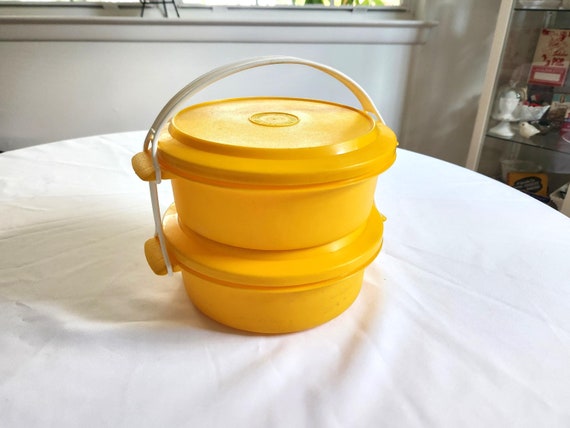 Vintage Superseal Marigold Yellow Plastic Containers With Carrying