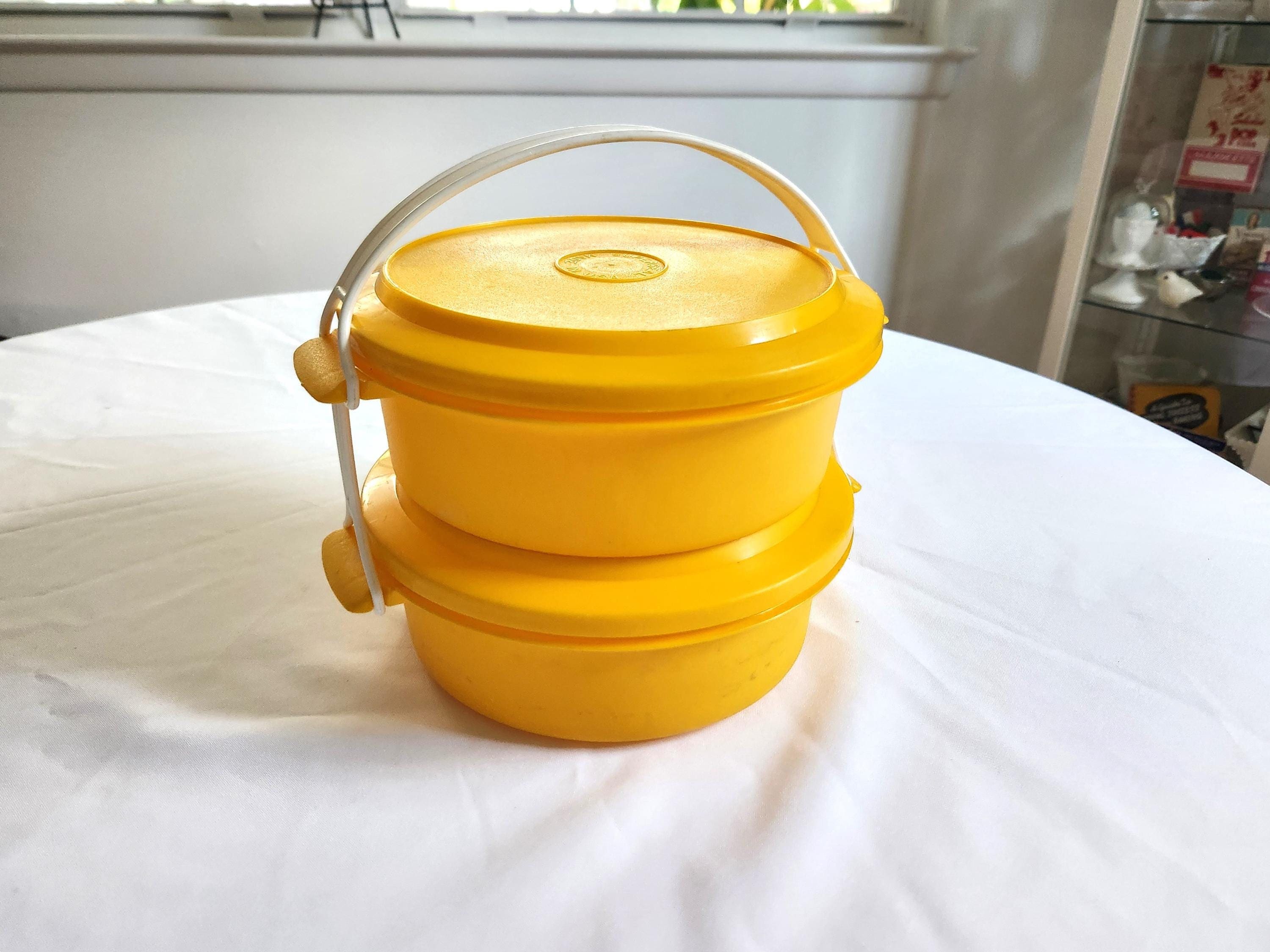 Vintage Superseal Marigold Yellow Plastic Containers With Carrying