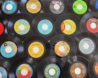 Vintage 45 rpm Records - Random Set of 10 - Retro 45s Single Songs Music Vinyl Instant Collection --- Upcycle Jukebox Filler Home Decor